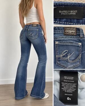 Y2K Indie 2000s Express Barely Boot Stella Low Rise Bootcut Jeans 0S Medium Wash